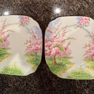 Two -  6 1/4" Bread & Butter Plates by Royal Albert, Blossom Time